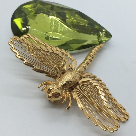 MONET Gold Tone Dragonfly Brooch - Picture 4 of 8